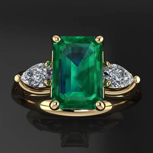 Miniatura 3 de Koguxuix Joyería de moda elegante para mujer, chapado en oro de 18 quilates, corte cuadrado, piedra natal de piedra natal de boda, anillos de novia
