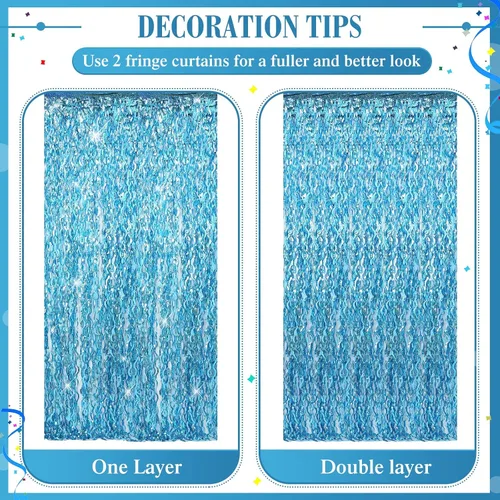 Miniatura 4 de 10 cortinas de flecos de papel de aluminio de 3.3 x 6.6 pies, cortina ondulada de oropel para feliz año nuevo, carnaval, fiesta de los años 80, 90