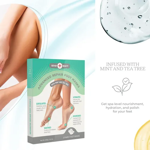 Miniatura 3 de Calcetines hidratantes para pies de menta y árbol de té, hidratan el talón seco y agrietado, alivia los pies cansados, mascarillas exfoliantes