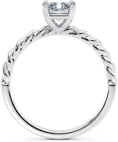 Miniatura 3 de IGI - Anillo de compromiso de diamantes de talla radiante blanco de 1, 2 y 3 quilates, con excelente solitario de banda trenzada, creado