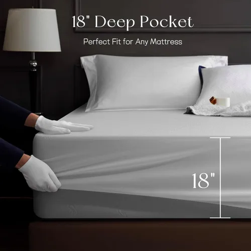 Miniatura 7 de Protector de colchón California King Tencel Luxury 100% impermeable, sedoso suave y transpirable, funda de colchón refrescante ajustable de 18