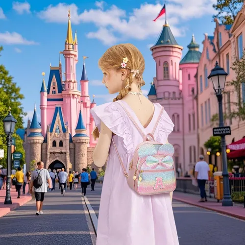 Miniatura 3 de KKXIU Mochilas Mini con Moño Inicial para Niñas y Mujeres, Linda Mochila Pequeña con Asa de Bolso, Regalos Personalizados para Niños, Arcoíris
