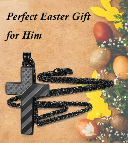 Miniatura 2 de SAM & LORI Regalos para adolescentes, niños, hombres, collar de cruz de bandera estadounidense para hijo, novio, marido, padre en cumpleaños