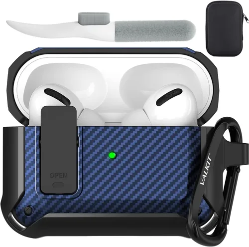 Miniatura 16 de Valkit Funda para Airpods para hombres con cerradura, funda de cuerpo completo con llavero para AirPods de Apple a prueba de golpes, funda