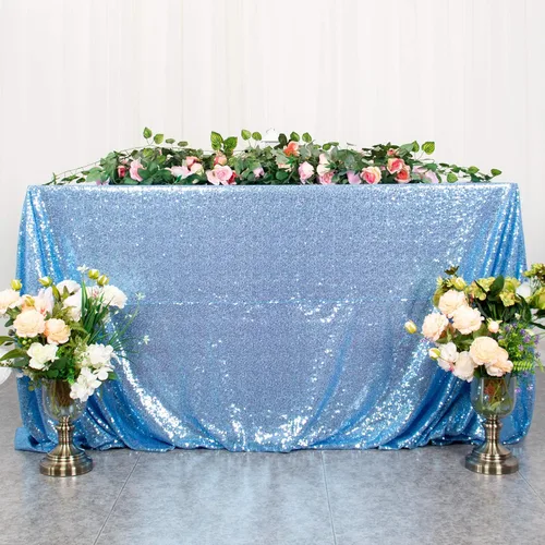 Miniatura 35 de ShiDianYi Mantel de lentejuelas color azul bebé, de 50 x 72 pulgadas, mantel rectangular de lentejuelas para decoración de boda - 200111E
