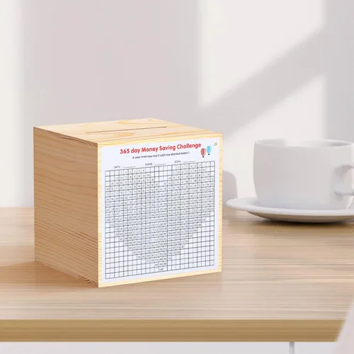 Miniatura 6 de Alcancía creativa para adultos con dinero real, caja de dinero de madera natural, solo puede salvar la alcancía que no se puede sacar