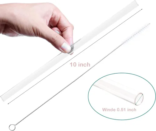 Miniatura 3 de Dakoufish Pajitas reutilizables para batidos de 10 pulgadas de largo, boca ancha, pajitas rectas de plástico para batidos de leche, juego de 6