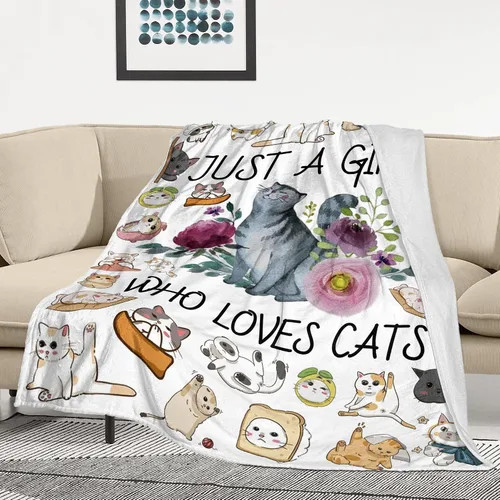 Miniatura 3 de Manta para Gatos de Franela Ultra Suave Just a Girl Who Loves Cats Mantas Regalos de Gatos para Amantes de los Gatos Mantas Acogedoras y Ligeras