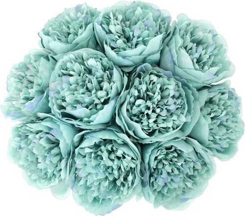 Miniatura 11 de U'Artlines 10 cabezas de peonías artificiales de seda, hojas y flores para decoración del hogar, oficina, bodas, fiestas, festivales y bares (negro)