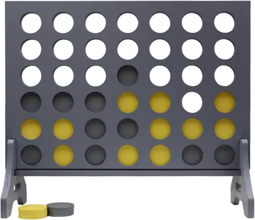 Miniatura 92 de Juego gigante 4 en una fila para familia y adultos – Tailgating Pros Jumbo de madera gris cuatro en una fila juego de patio para interiores