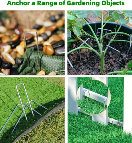 Miniatura 6 de Grapas para Paisajismo Galvanizadas en Forma de U, Estacas de Jardín de 6 Pulgadas 50 Piezas Grapas de Jardín, Estacas de Patio, Estacas