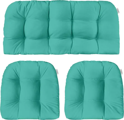 Miniatura 53 de RSH DECOR: Sunbrella - Juego de 3 cojines de mimbre copetudos 41 x 19 pulgadas y 19 x 19 pulgadas Fabricado con tela de rendimiento Sunbrella