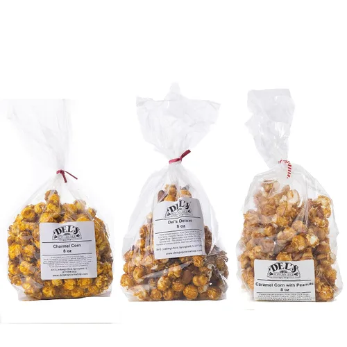 Miniatura 15 de Del's - Paquete variado de palomitas de maíz (paquete de tres) - Set de regalo de palomitas gourmet (queso/tetera/caramelo)