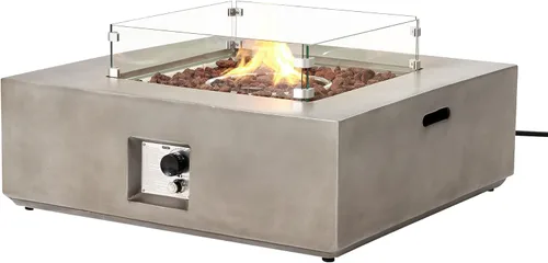 Miniatura 21 de SUNBURY Mesa de fuego de propano para exteriores de 35 pulgadas, mesa de fuego gris para patio de 50,000 BTU, mesa de fuego cuadrada de gas