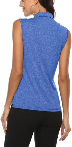 Miniatura 5 de AIRIKE Polo de golf para mujer, sin mangas, para verano, deportes, atlética, ropa de trabajo, de secado rápido, para mujer