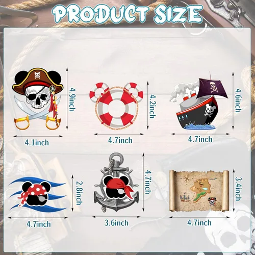 Miniatura 2 de JieyueJewelry 12 calcomanías magnéticas para puerta de crucero, capitán pirata, ratón, navegación marina, automóvil, crucero, puerta, decoración