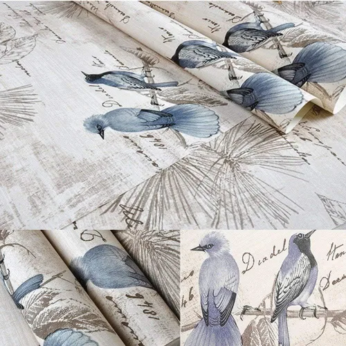 Papel tapiz floral vintage autoadhesivo, forro para estantes, muebles, aparador, cajón, gabinete, papel decorativo (Pájaro Azul, 17.7 pulgadas X 196
