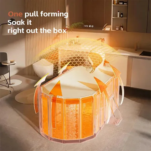 Miniatura 5 de Bañera plegable para adultos, grande de 59 pulgadas, bañera portátil para baño, bañera plegable de spa para cabina de ducha, ideal para espacios