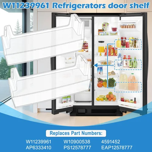 Miniatura 2 de Paquete de 2 [MEJORADO] W11239961 Reemplazo de estante para puerta de refrigerador Compatible con estante de puerta de refrigerador Whirlpool
