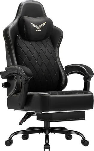 Homall Silla de juegos grande y alta con soporte lumbar ajustable, silla de oficina ergonómica de tela transpirable, silla de oficina para