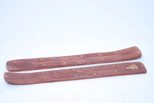 Miniatura 3 de 2 soportes de madera para incienso con incrustaciones de latón