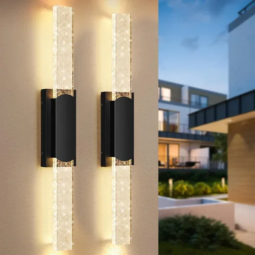 Miniatura 14 de BesLowe Lámparas de pared para exteriores con cristal de burbujas de cristal, apliques exteriores impermeables, faroles de pared LED, luces