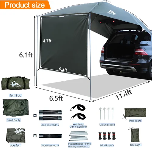 Miniatura 2 de Tienda de campaña para maletero de SUV con toldo, impermeable 3000MM UPF 50+, toldo con sombra para maletero para SUV/furgoneta/MPV/CUV