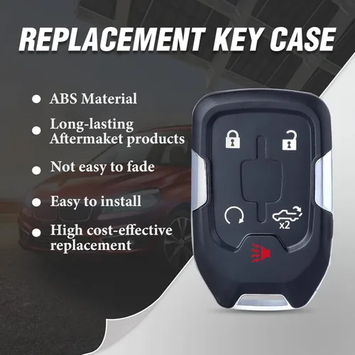 Miniatura 4 de Keymall Carcasa de repuesto para llavero de automóvil para GMC Sierra 2019 2020 2021 para Chevy Silverado 2019 2020 HYQ1EA HYQ1ES 5 botones, solo