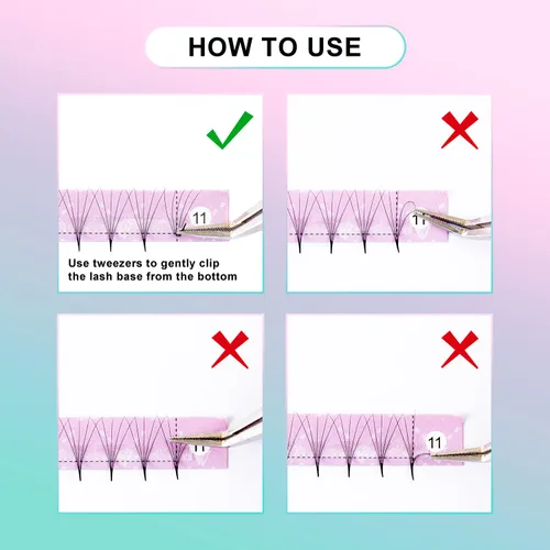 Miniatura 5 de Extensiones de pestañas postizas 3D 4D 5D 6D 8D 9D 10D, espesor 0.07/0.1 C/D, pestañas rizadas, tallo medio y largo, unidas con calor
