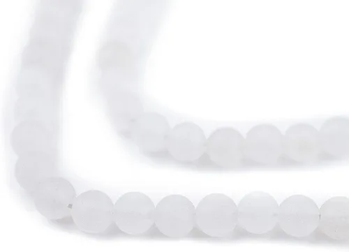 Miniatura 120 de The Bead Chest Cuentas de Jade Blanco Mate Redondas (8mm): Piedra Preciosa Orgánica Redonda Esférica de Energía con Poder de Sanación para Hacer