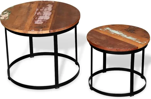 Miniatura 4 de Juego de mesa auxiliar de dos piezas de 2 piezas para sala de estar, mesa de centro y mesa auxiliar, mesas auxiliares simples, juego de 2 piezas