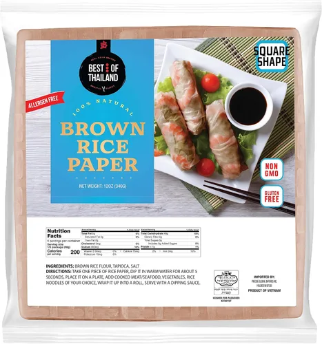 Miniatura 12 de Best of Thailand [Redonda] Envolturas de papel de arroz integral 1 paquete Perfectas para rollitos de primavera frescos y dumplings Sin OGM, sin