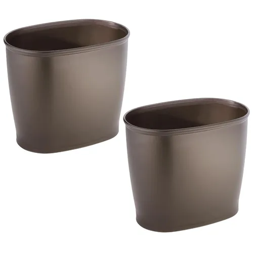 iDesign - Cubo de basura delgado de plástico para baño, pequeño para dormitorio, oficina, escritorio, dormitorio, paquete de 2, color bronce
