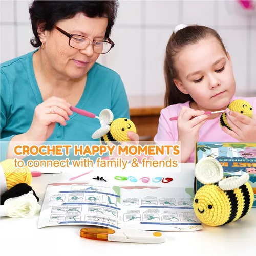 Miniatura 7 de Karsspor Kit de ganchillo para principiantes, kit de inicio de ganchillo con instrucciones detalladas y tutoriales en video, kit completo
