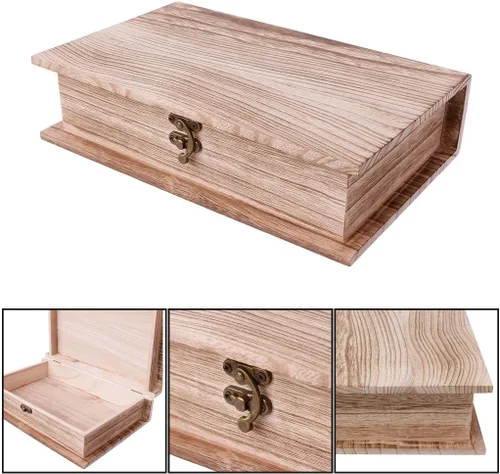 Miniatura 2 de Caja de madera con cierre con bisagras, caja de almacenamiento de joyas, organizador de artículos diversos