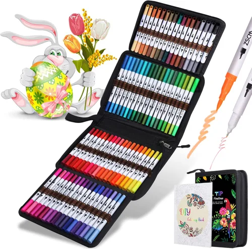 ZSCM - Marcadores de 72 colores para libros de colorear para adultos, sin sangrado, marcadores artísticos de doble punta, bolígrafo para colorear