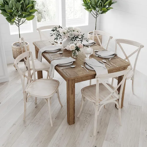 Miniatura 12 de Merrick Lane Jessamine - Mesa de comedor rectangular de 46 x 30 pulgadas de pino macizo