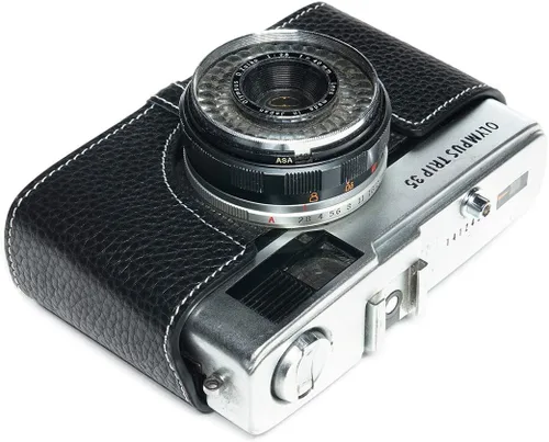 Miniatura 9 de Trip 35 - Funda de piel auténtica hecha a mano para cámara Olympus Trip 35 con correa de mano (negro)