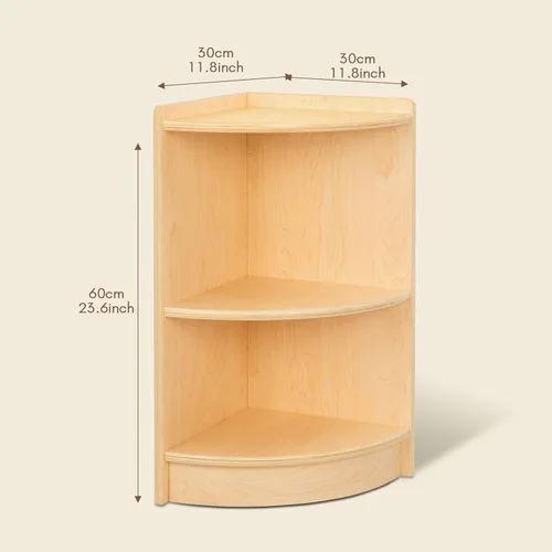 Miniatura 8 de OOOK Armario esquinero de madera, organizadores y almacenamiento de juguetes de 2 niveles, estante Montessori para habitación de niños, sala