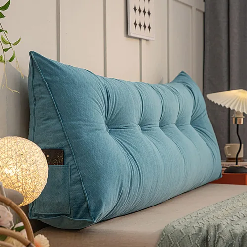 Miniatura 15 de Almohada grande de cuña de lectura, cojín de terciopelo para cabecero, respaldo triangular, color liso, para cama de día, litera, dormitorio
