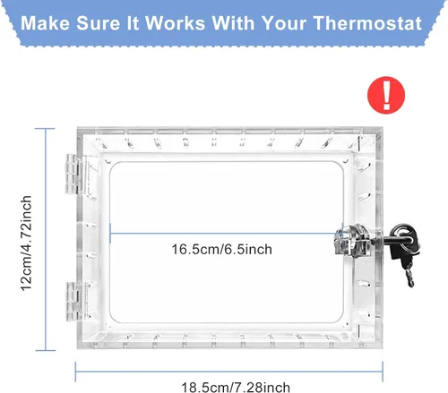 Miniatura 2 de Caja de bloqueo de termostato universal con llave, protector de termostato grande transparente para pared, cubierta de termostato con cerradura