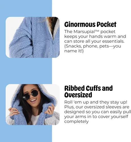 Miniatura 21 de THE COMFY Teddy Bear From Shark Tank Patented Zipper Oversized Sherpa Wearable Blanket Hoodie Gift for Women & Men