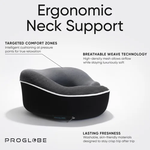 Miniatura 3 de Proglobe Almohada ortopédica para el cuello, almohadas cervicales de viaje para aviones, kit de espuma viscoelástica, soporte para la cabeza