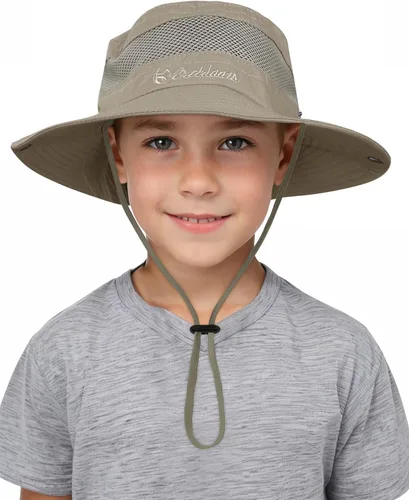 Sombrero de sol para niños, ala ancha, sombrero de safari para niños, protección solar UPF 50+, sombrero de cubo para niños y niñas