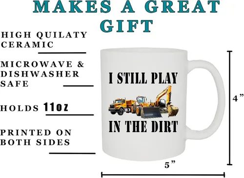 Miniatura 3 de Rogue River Tactical Taza de café divertida, la mejor taza de trabajador de la construcción, todavía juego con tractores, retroexcavadora, camión
