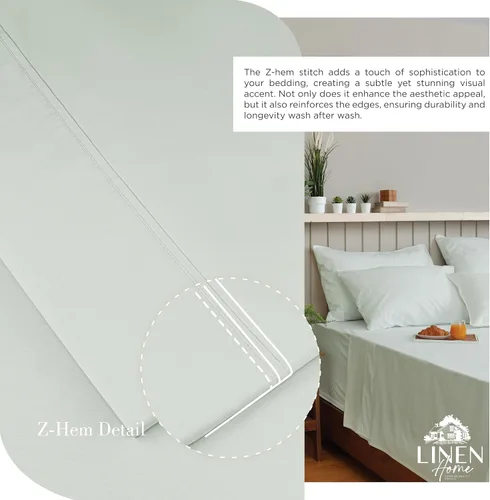 Miniatura 3 de Sábanas de percal 100% algodón Linen Home, tamaño King, gris paloma, bolsillo profundo, juego de 4 piezas - 1 sábana encimera, 1 sábana bajera de 07