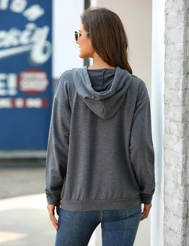 Miniatura 5 de Muicy Sudaderas con capucha para mujer, camiseta de manga larga casual con bolsillos