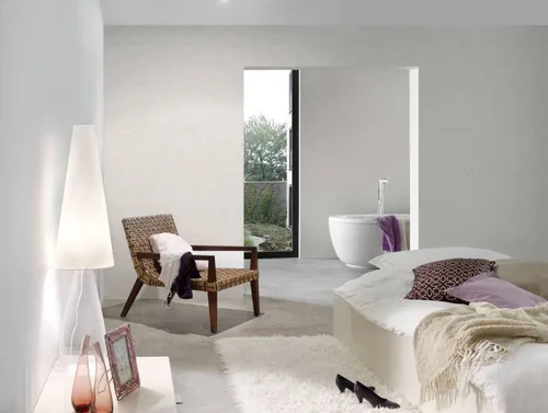 Miniatura 5 de CONCORD WALLCOVERINGS ™ Papel tapiz moderno con textura lisa, pared decorativa de vinilo, crema, gris, 21 pulgadas x 33 pies (57 pies cuadrados)