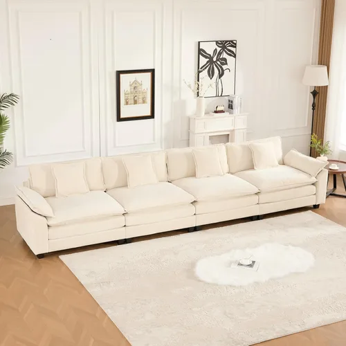 Miniatura 10 de Sofá modular negro de 111.5 pulgadas, sofás seccionales grandes de 3 plazas para sala de estar, sofá nube de tela de felpilla de gran