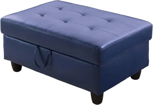 Miniatura 13 de Otomana de almacenamiento de cuero regenerado 37 x 24.5 x 16.5 pulgadas de alto para apartamento, casa, sala de estar, oficina (negro, otomano)
